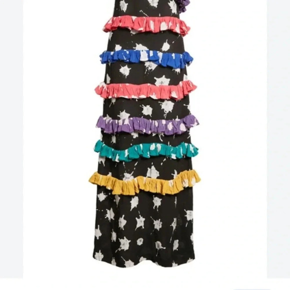 BUSAYO Ropo Splatter Print Tiered Ruffle Maxi Dress Black Size M NWT - Picture 5 of 15